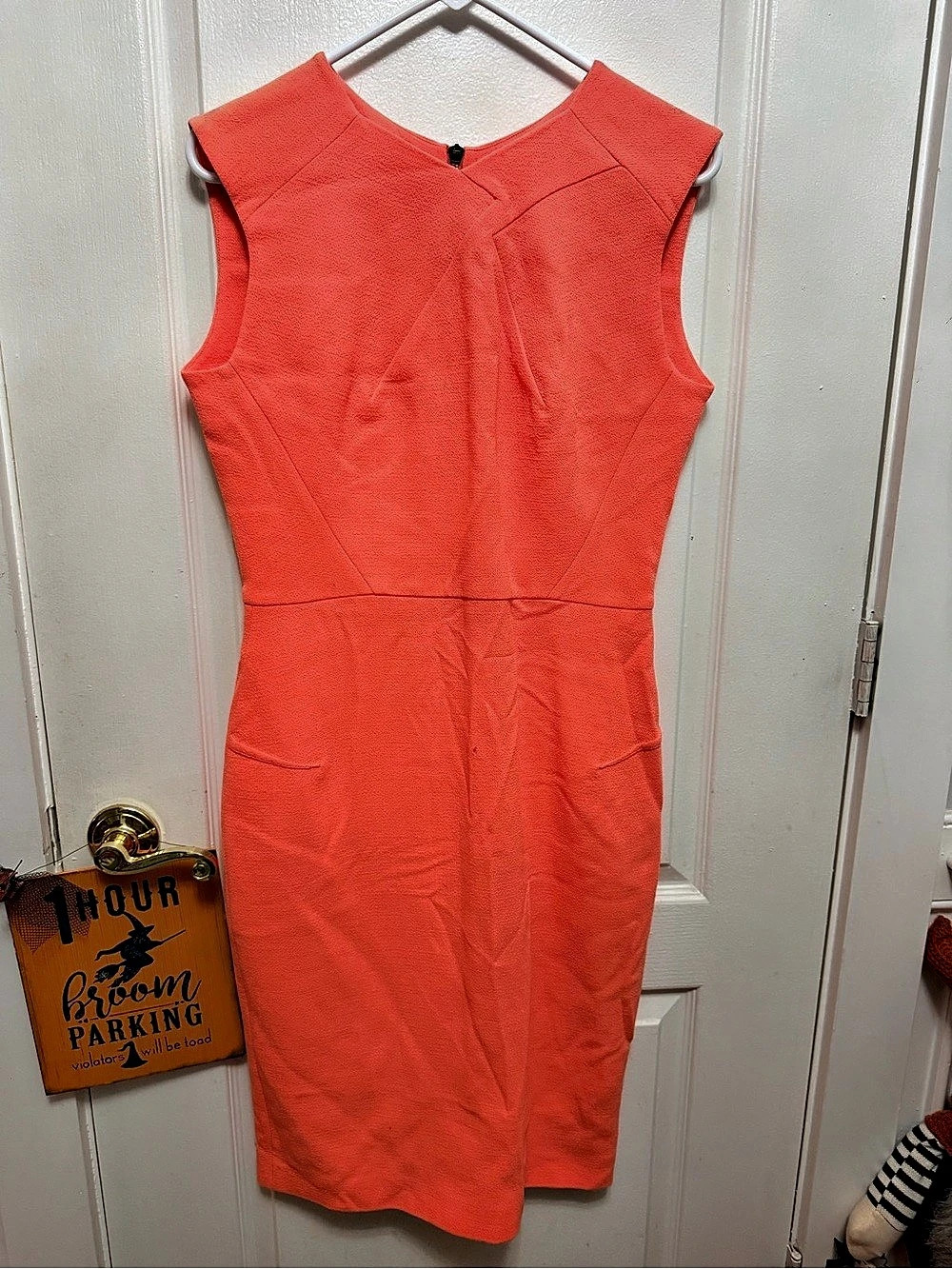 Roland Mouret Coral Orange Wool Silk Asymmetric Sheath Dress Size US 10 / UK 14